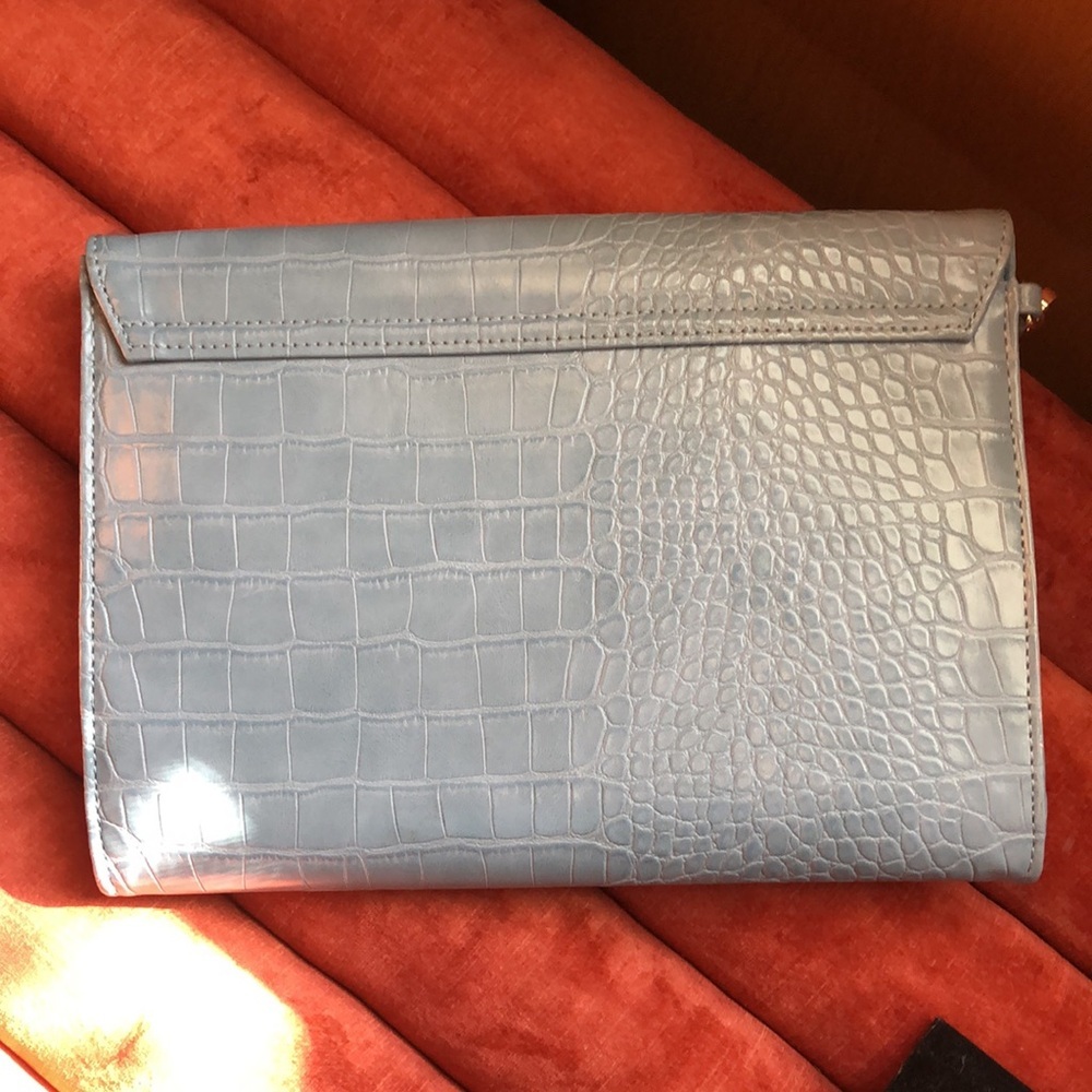 Ted Baker light blue faux crocodile clutch hand purse magnetic close 7 x10 - Picture 3 of 6